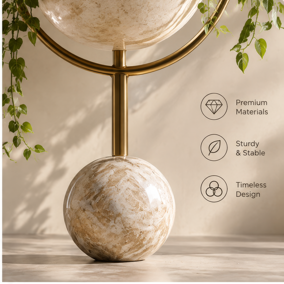 Circular hanging planter with labeled height of 90 cm and ring width of 68 cm