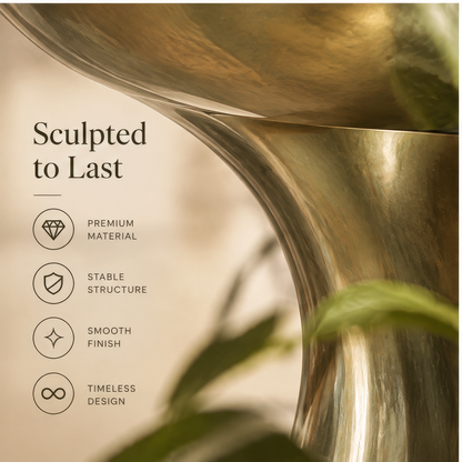 Gold-tone plant stand showing three staggered bowl-shaped display platforms